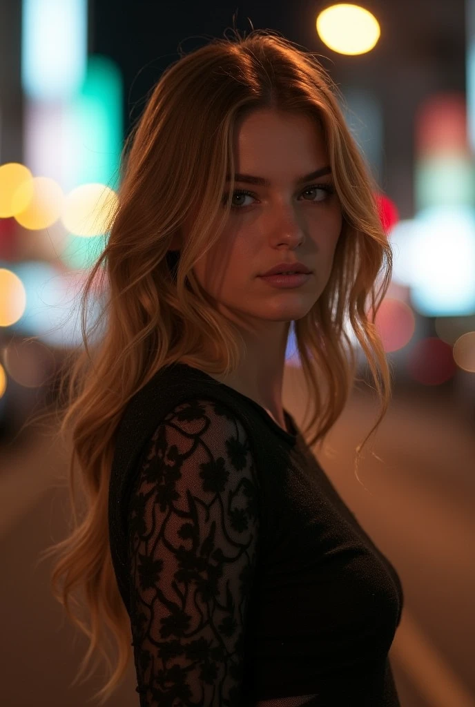 tatuados,Beautiful blonde with big breasts in a black T-shirt、Many tattoos on arms and neck、 (Late night school hallway、walk),Candlelight only,Very detailed, 21 years old, Innocent face, Wavy Hair, blue eyes, High resolution, masterpiece, Highest quality, Intricate details, Very detailed, Clear focus, Delicate skin, practical skin texture, texture, Delicate eyes, Professional, 4K, Sad face,despair、 Shot with Canon, 85mm, Shallow and deep, Kodak Vision Color, Exactly, Very detailed, photograph_\(Extremist\), photographpractical, practical, Post-processing, Maximum details, Roughness, Real Life, Extremist practical, Photorealism, photographgraphy, 8K Ultra HD, photographgraphy
