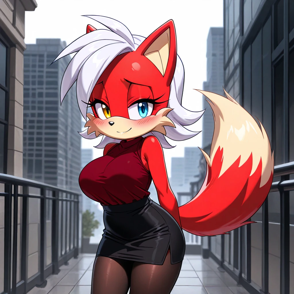 by meridian, (((woman, breasts, antrum, extremely detailed, extremely detailed legs, extremely detailed arms, extremely detailed face, perfectly detailed eyes, perfectly detailed anatomy))): 1.2, meridian_(bonifasko), anthro, female, fox, red fur, red body, very short white hair with a long piece of hair over the eye, purlple eyes, eyelashes, long fox ears, high definition, good anatomy, yellow body, yellow fur, simple background, highly detailed face, multiple tails, dark lighting, moody lighting, full body, sexy body, slanky body, sexy face, nice, hot, cute, night, blushing, friendly smile, smile, friendly, licking lips, elegant, dark, mysterious, alluring, beautiful, NSFW, pussy, crouching, behind view, back, back view, looking back at viewer, pressing ass against viewer's face, low angle view, worm's eye view, first person view, viewer giving cunnilingus, cunnilingus POV, tongue out, licking lips