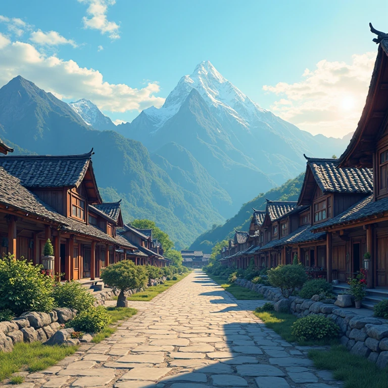 Shuanglong Village Afternoon sun shines