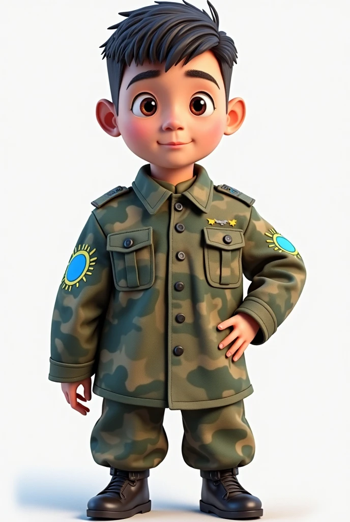 male people，Southeast Asian，Bright eyes, cherub,Pony coat,Wearing a cloak，Light brown skin， Clay, Models, a blind box toy, Glossy and delicate,Mountain and sea background, Good gloss, 3D rendering of,Best quality