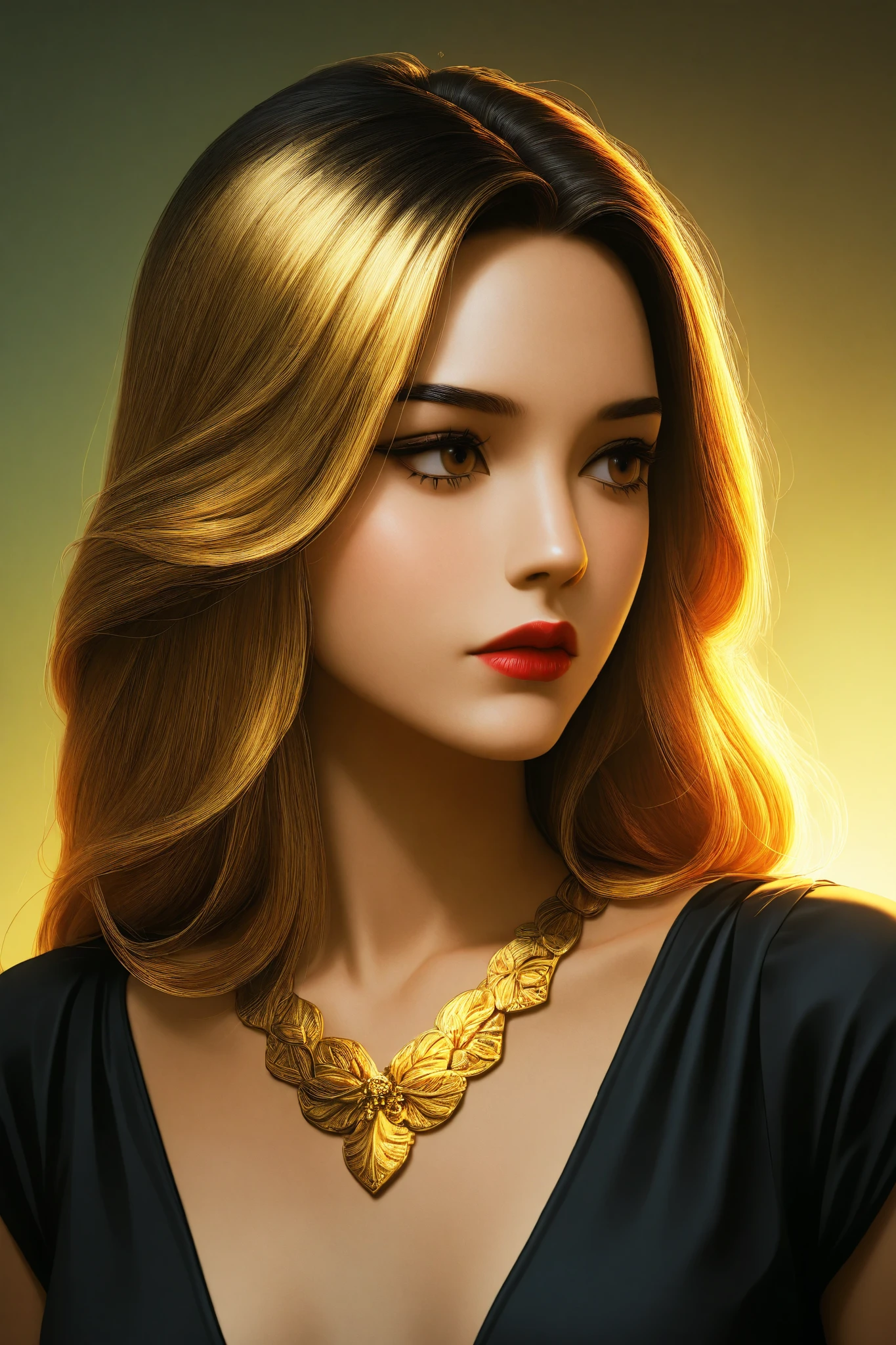 (8k, RAW photo, best quality, masterpiece:1.2), modelshoot style, (dark shot:1.5), Stunningly attractive woman with blonde soft hair, (victorian style:1.2), victorian dress high detailed and intricate, long curly hair, dramatic pose, (soft warm skin with wax effect:1.3), pastel, (glossy lips and the tip of the nose with bright small glare:1.4), (bright highlights:1.6), detailed eyes, (soft volumetric light:1.5), (subsurface scattering:1.5), wax, (night light:1.6), global illumination, Soft Shadows, (dark background with cool lighting:1.0), bokeh, Charlie Bowater, stanley artgerm lau, a detailed painting, fantasy art, artstation, trending on Artstation, art like midjourney and Rutkowski, hyperdetailed, insane details, intricate details, (oil painting:1.5), (digital art:1.5), glare on the corneas of the eyes, round pupils, refraction, screen space reflections, screen space ambient occlusion, (hdr:1.4), full body shot, (gold jewelry with amber gems:1.1)