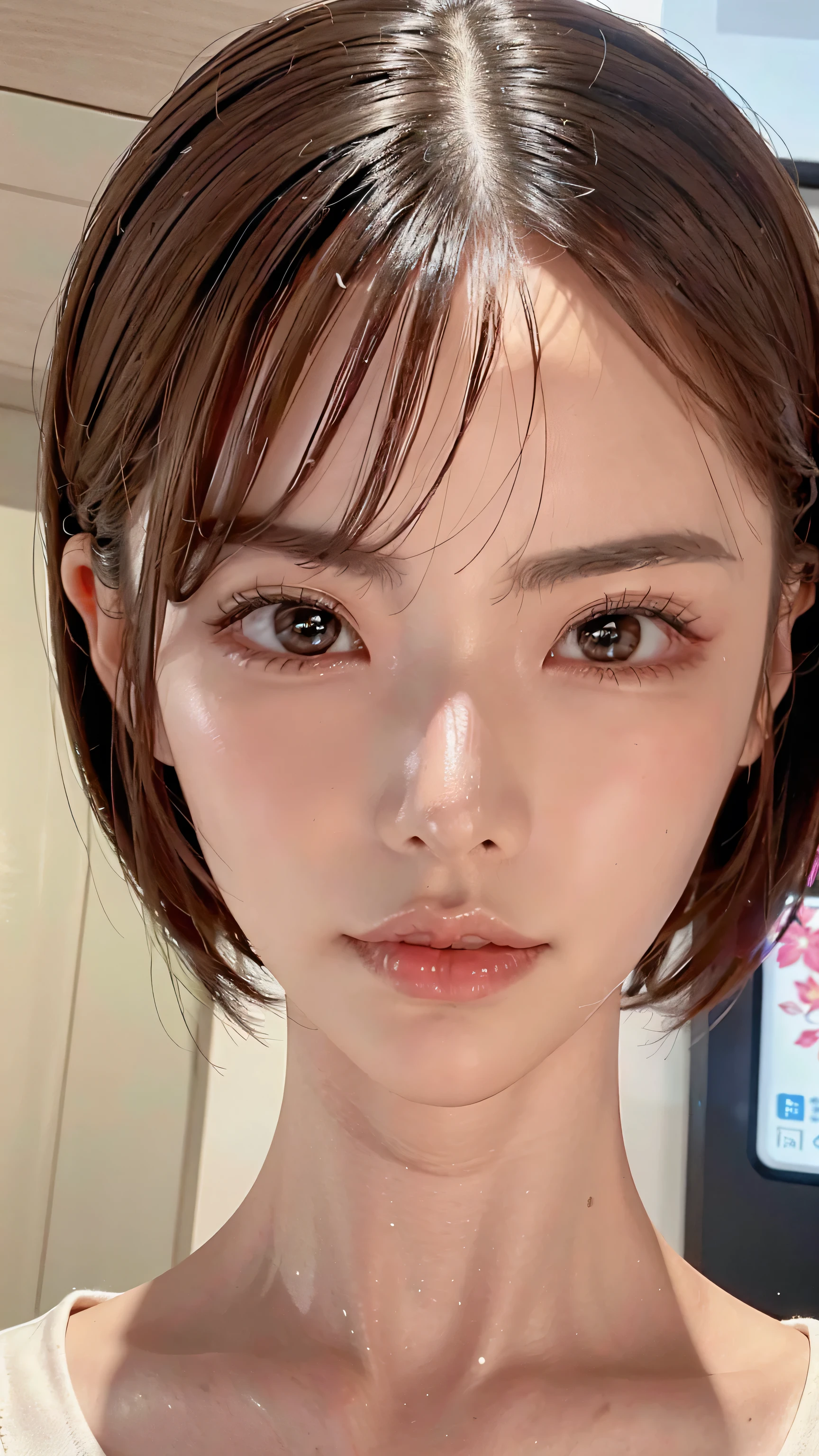 face only close-up、face close to front、Close up of very clear skin、staring at me、Close-ups of all faces、Good balance of face、Close-ups of all faces、background simple、beautiful woman making eye contact