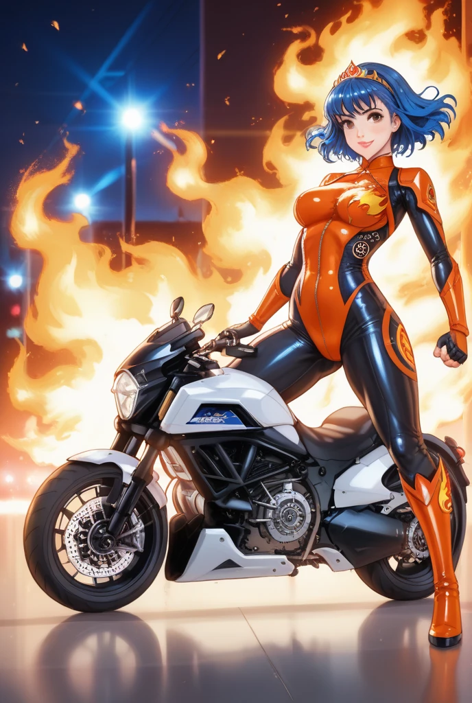 Solo, (Police Uniform, Policewoman), leotard, bare legs, superhero, boots, Lips Apart, Red Lips, Shiny Skin, Skin Dents, Best Quality, Ultra High Resolution, Red hair, Bob hair, standing, perfect anatomy, perfect hands, BREAK, spinning like a tornado