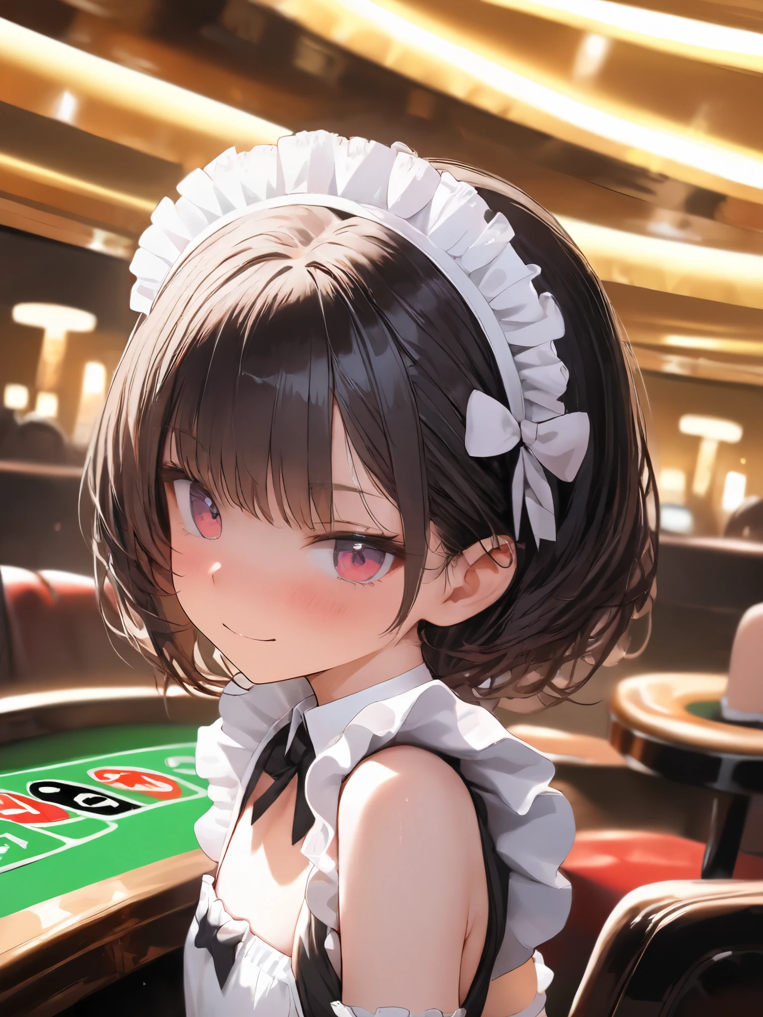 Correct hand shape. Red casino tables.