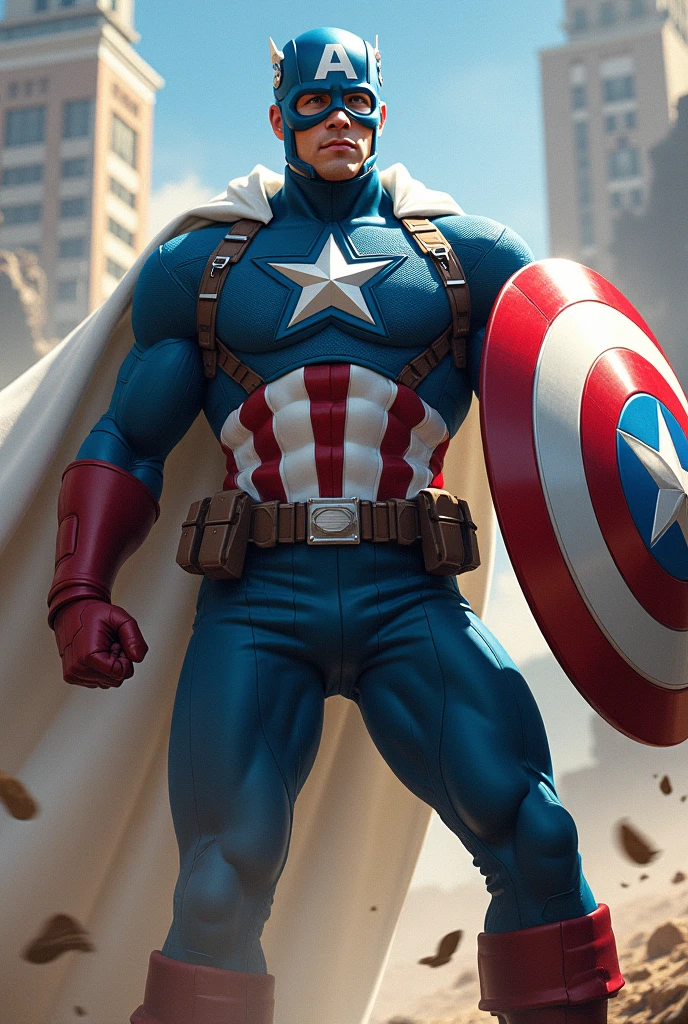 Make a superhero with the title "Captain Caps" On the chest