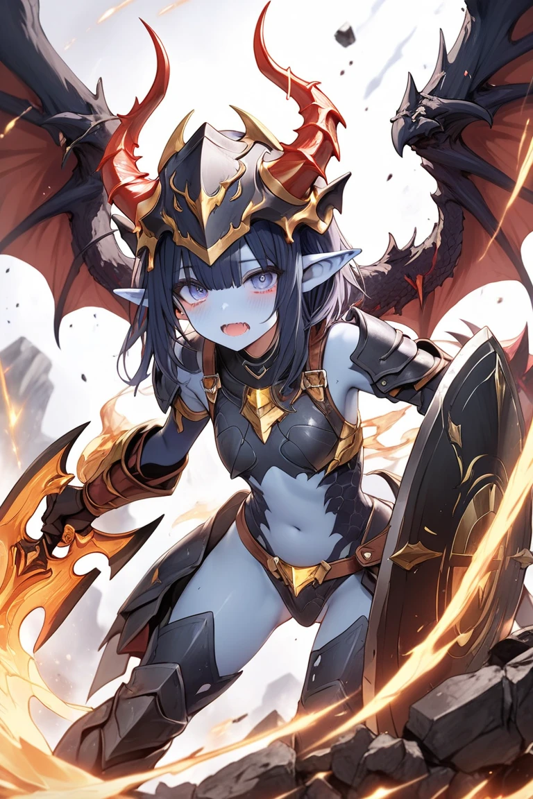 1females\(cute,kawaii,small kid,breast,hair color cosmic,braid hair,messy hair,eye color cosmic,big eyes,magical girl costume,smirk,colorful,dynamic pose,wings on back,breast,kawaii dragon knight,2dragon wings from waist,dynamic pose,(fighting stance),(holding large sword:1.3),(muscular:1.2),mad face/),background/(in the sky,shiny,palace,war fire\), BREAK ,quality\(8k,wallpaper of extremely detailed CG unit, ​masterpiece,hight resolution,top-quality,top-quality real texture skin,hyper realisitic,increase the resolution,RAW photos,best qualtiy,highly detailed,the wallpaper,cinematic lighting,ray trace,golden ratio\),(dynamic angle:1.4),[nsfw:2.0],(long shot:1.5),(wide shot),(landscape:0.5),dynamic angle,close up sword