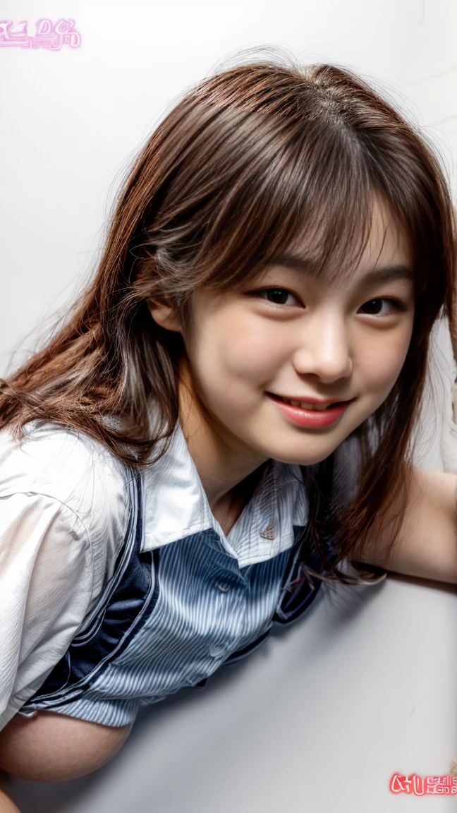 She has a small face like an idol and is very cute..、A woman with a small face who looks young 1、Smiling Kindly、She's wearing a tiger print bikini、I can see your thighs、Beautiful beach with white sand、(They are playing beach volleyball。.)、Natural light、(whole body)、Highest quality
