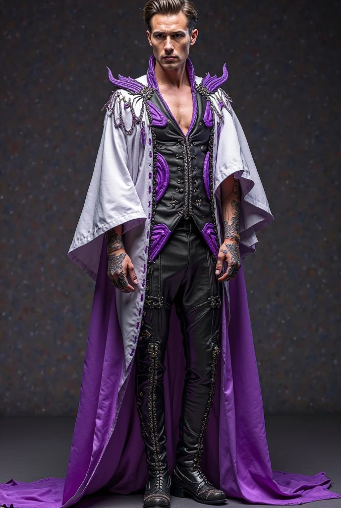 a male human with purple dragon features