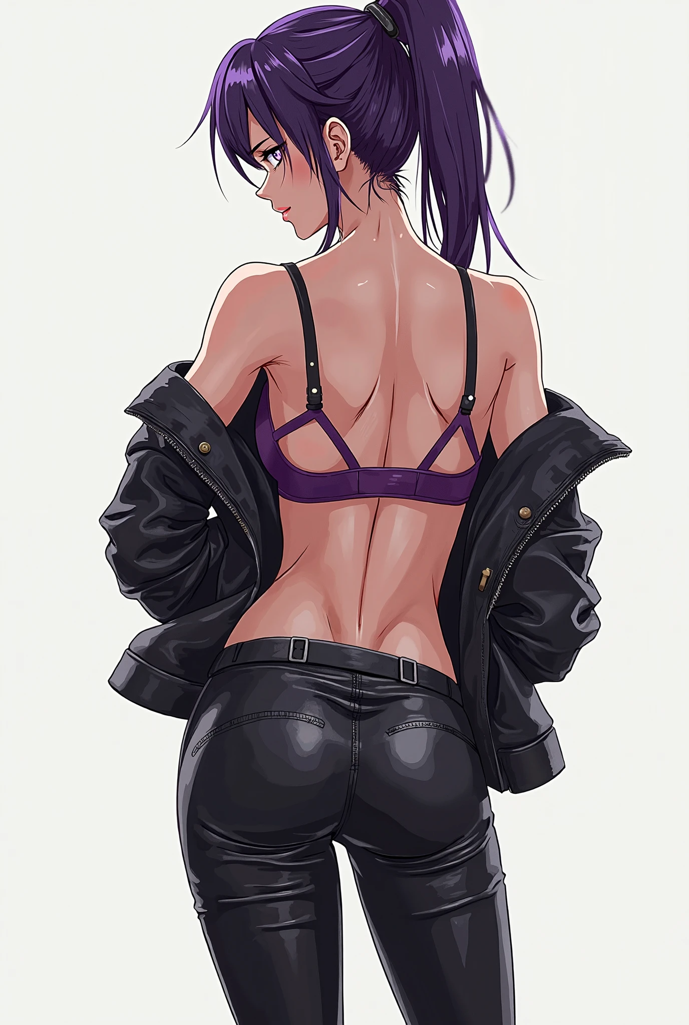 masterpiece,absurdres,1girl, <lora:BikiniJeansV1:1.2>,bikini_jeans,from behind,