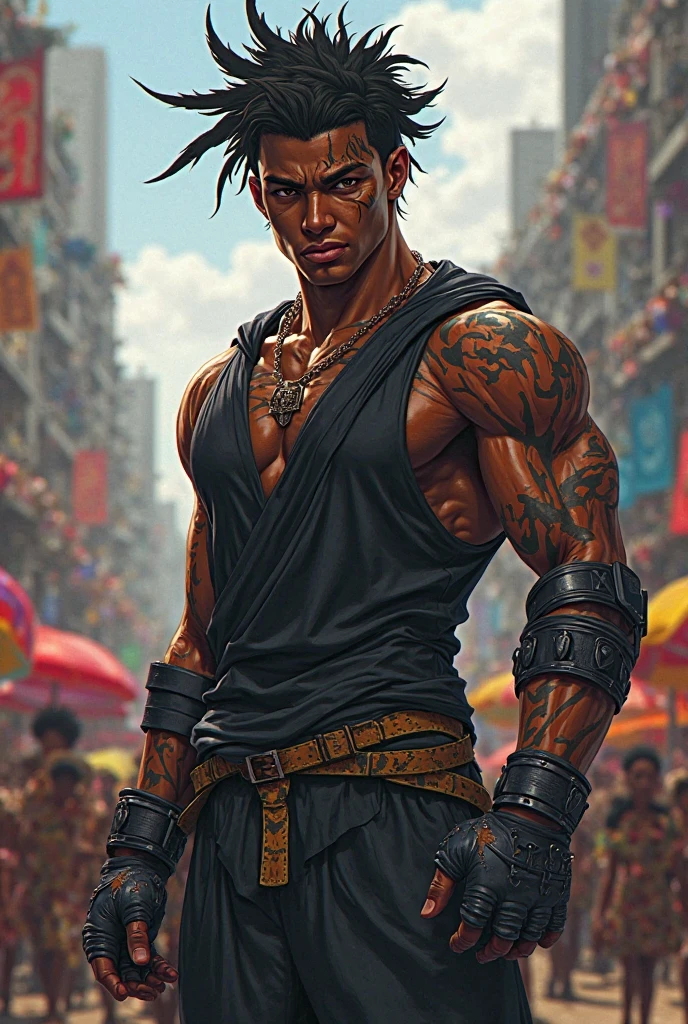 imagine Kirito, Sword Art Online, black skin, dreadlocks, standing in a dimly lit alleyway, holding Elucidator, neon light , african style 8k