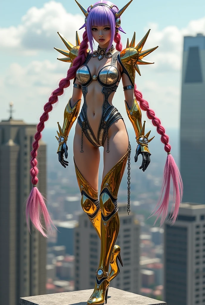 A female centaur,She is famous in the multiverse,She is both a female centaur, half human, half horse, half horse,It is also a female Yingzhao。She blends both images,The first is the head of a horse/neck/Shoulder these parts,After feminization,The upper body transforms into a beautiful female human,Female, half-centaur, half-human, half-horse, half-human,The second is the waist of the horse/hason/gluteal/Legs feminine,Female half-horse with beautiful woman's,Chimer,It's like a female human wearing a half-horse-like costume and making a seamless chimera,This chimerization is based on powerful futuristic technology。The ultra-wide-angle lens captures the image of her beautiful and ethereal wings on the ionosphere launching a super-high-speed charge and leaping。Her front half is distinctly feminine,Tall sexy body,Has K cup teardrop-shaped giant tit chest,It has a small man's waist butterfly spanning long legs,The half-horse part of the hind body,Embedded interface at the hip position。Her horse-shaped part has female physiology and ergonomics on both the half-horse torso and hips and legs。The chest cavity of a woman in the shape of a bent dog style embedded in the lower back position of the beautiful woman's body starting from the upper part of the sternum/lower back/Ventral transverse。Then there are the sexy beauty's upright hips,Her entire body has been completely feminized,Including the half-horse part。Mechanized armor covers the legs with knee-shaped anti-joints and feet,And these parts are highly anthropomorphic,This makes her legs graceful and slender,Her four horse legs exploded in length proportions and was slender and toned,Under the legs are skinny white feet dressed in Skyscraper Heels,Use Midjourney's advanced stroke tools and color palettes, as well as texture packs, model packs, and texture tools,Concentration,Include all parts of her original horse physiology including fur/Waist and abdomen/Hip legs/Leg Capital Feminization,And give these parts a correspon
