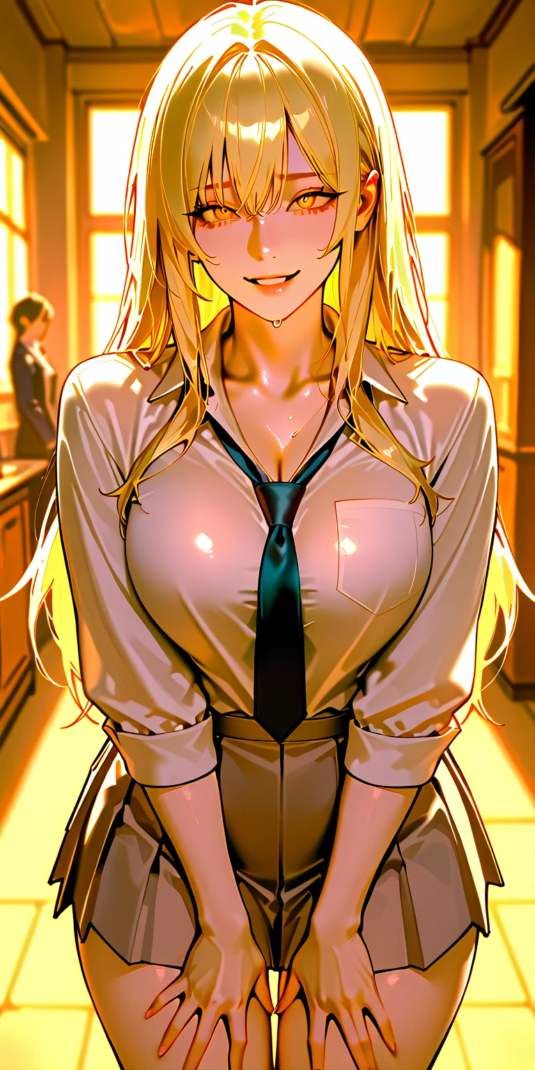 Masterpiece, best quality, very detailed, Ultra high resolution, (photorealistic:1.4), raw photos, (realistic:0.2), 1 girl, alone, long hair,,8k hdr, 1 girl,Blonde hair, shy ,sweat,steam,wet,wet, medium-large breast, bright eyes, , medium-small breasts,,(pajamas) ,, ,, Party