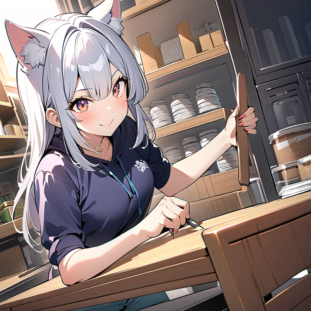 NSFW,koneko toujou (dxd),Gray Hair,short hair,Kitten's uniform,,White shirt,skirt,(Perfect hands),(Perfect Anatomy),(masterpiece),(highest quality)