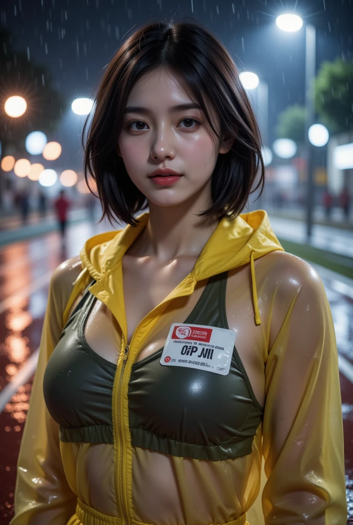 "Show Shen from League of Legends by Riot Games, in his Yellow Jacket skin, adorned in his sleek, yellow-themed armor with a tactical visor, having massive k-cups:1.55, (no having clothes: 1.77). He's in an urban environment with tall buildings and dark alleys, in an attractive pose, moving stealthily through the shadows."