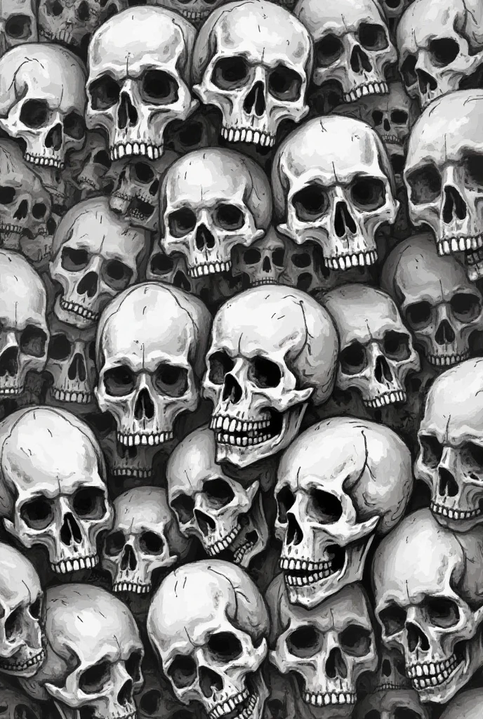 a pile of dead bad guys, coloring page, black and white, white background