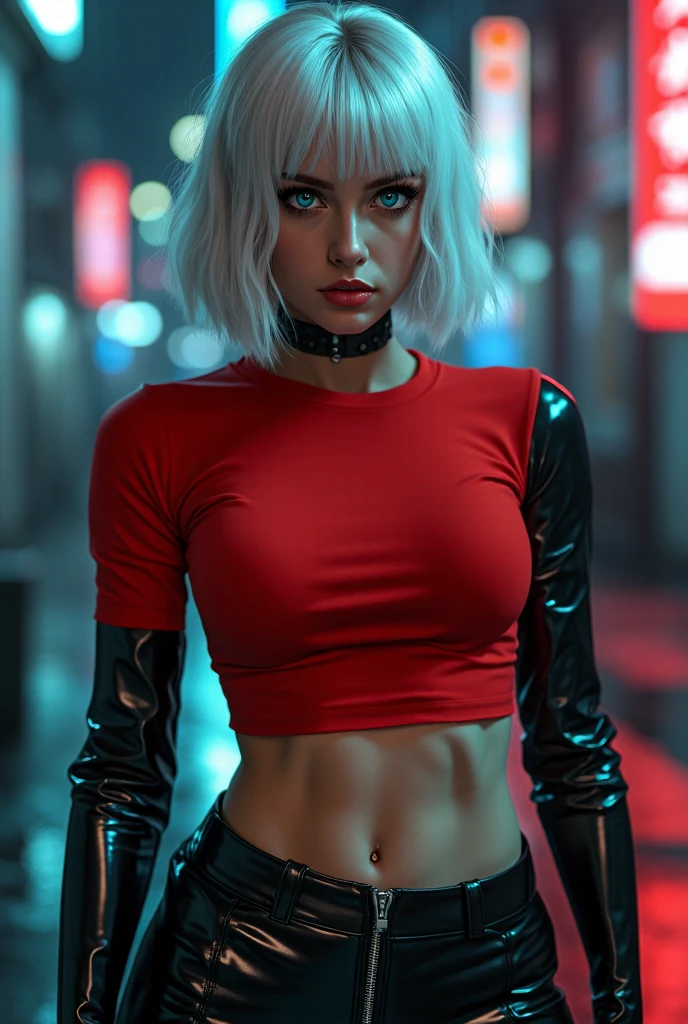 (((woman))), (((best qualityer))), (((tmasterpiece))), (((AS-Adult))), (((1girll))), ((( Bob Hairstyles ))), A 25-year-old cyberpunk gladiator with a perfect body, Shoulder pads with metal spines, Brooklyn gladiolus, (( Bob Hairstyles )), Small leather panties, Torn football team shirt, Simon Beasley, almost ?????（Simon Bisley）Urban barbaric style for《heavy metal》MagazineCover, with short golden hair, Minimum clothing, Left arm metal protection，With complex graphics, dark red color，With white stars and blue and white stripe pattern, armure, Full of tips and rivets, Poison tattoos (((From the knee up))), Short white blonde hair, The background is Shepard Fairley（Shepard Fairey）Painted walls of complex design
