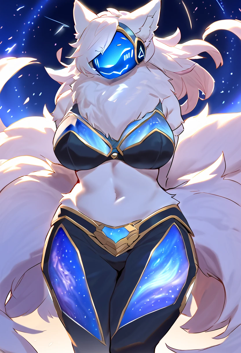 1girl, large breasts, breasts, thick thighs, wide hips, wolf ears, wolf tail, blonde hair, tan skin, tan body, tan, toned, toned female, gloves, fingerless gloves, black jacket, jacket, sports bra, sportswear, blue neon trim, blue trim, highleg panties, neon trim, neon, machinery, futuristic, light smile, cutout, mature female, ponytail, long ponytail, cameltoe, pointy hair, spiked hair, blue eyes, baseball cap, cap, hat, tall, tall female