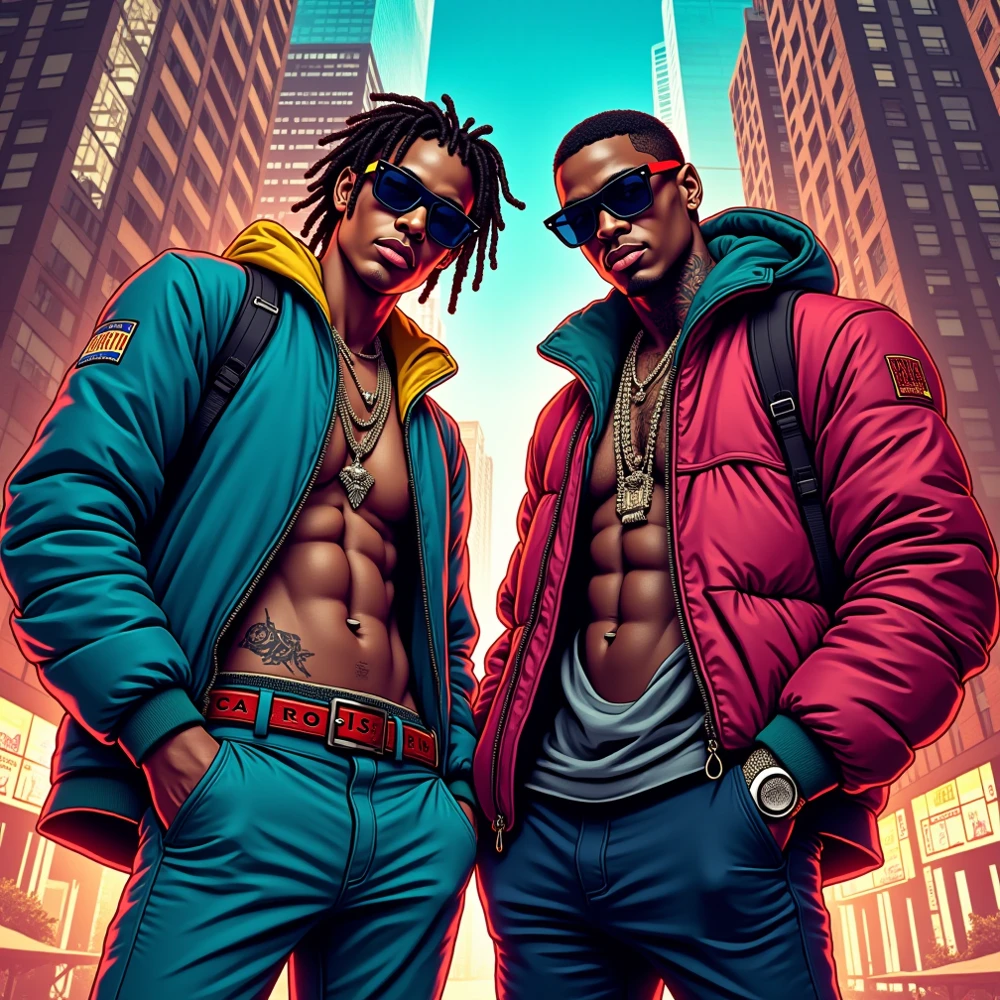 GTA V Style, Black Man, gangstar rap, teenage man, nude hair