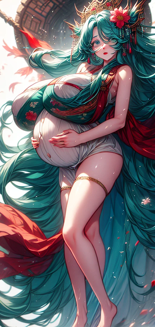 (masterpiece, best quality, ultra detailed, highres, high-resolution, highly detailed, super detailed skin, detailed beautiful eyes, detailed beautiful face, highly detailed background), 1 japanese girl, 18 years old, plump body, huge breasts, thin waist, big hip, thick thighs, unusual hairstyle, unusual hair color, (full body:1.4), nsfw, (in a world full of penises:1.6), (????? is scattered everywhere:1.6), (angry, crying), (nose blush:1.4), (open mouth:1.2), There's semen all over face, outdoor, (surrounded by many people:1.8), (crowded:1.8)