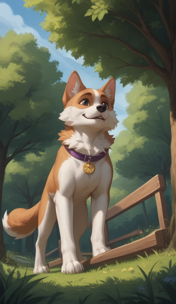 detailed fluffy fur texture, impasto impressionism, (by foxovh, ross tran, michael garmash, pino daeni, iskra), detailed eyes, highly detailed pupils, solo, furry, anthro, marshall-pp, domestic dog, male, blue eyes, white fur, white body, fur body, fully naked, detailed fluffy fur texture, curvy, wide hips, inner fluff ears,POV, from front, sitting on a chair, NSFW, legs apart, giant long black penis, giant balls, outside background, day, 1boy, smile, fall season