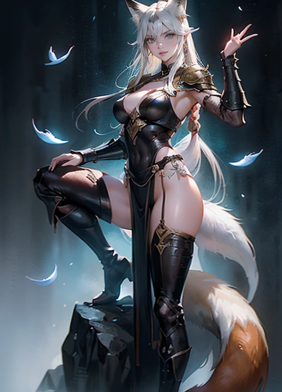 A Hot Sexy woman wearing a Rich Mahogany Bikini Armor with a Moonglow Aura radiating from her body, full body