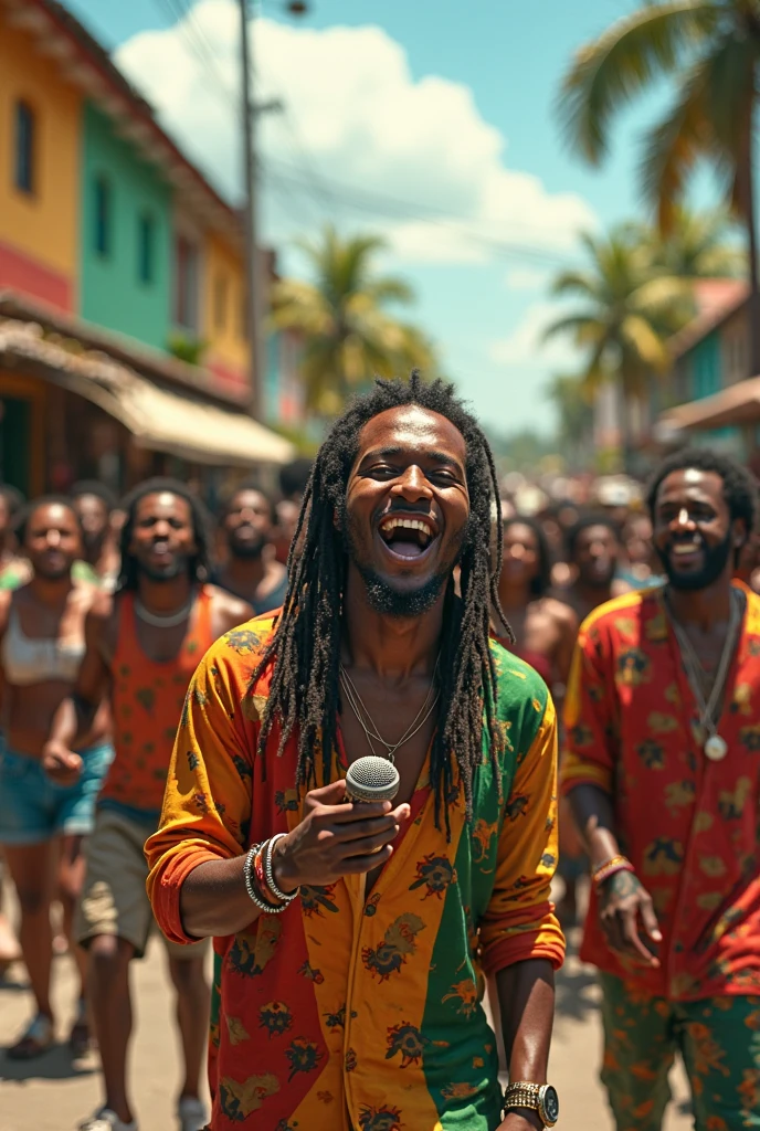 A person who expresses the joy of rhythm々Generate a reggae dance scene with.