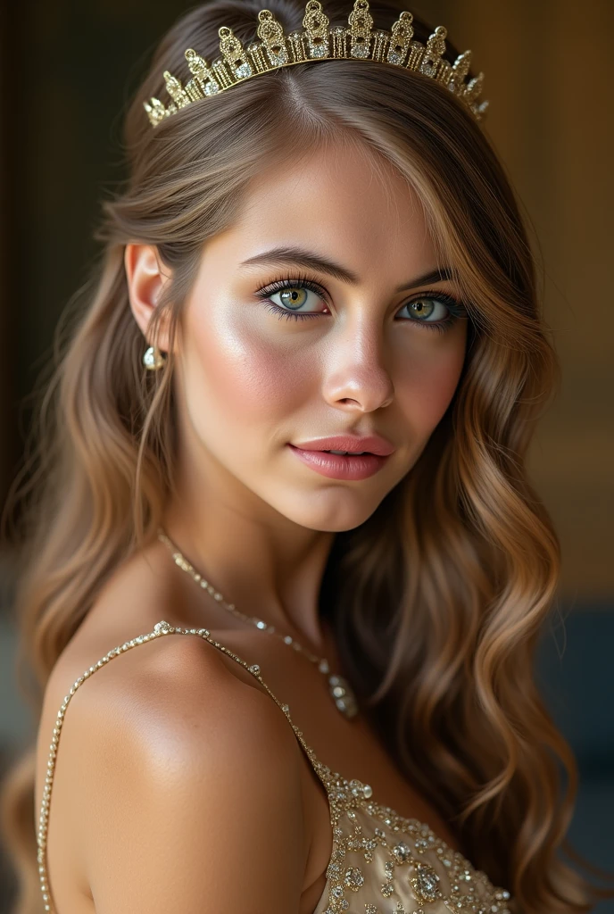 a beautiful young woman with long hair in a glamorous dress and high heels, detailed face and body, beautiful legs:1.5, hyper realistic, 8k, high quality, detailed skin, intricate details, photorealistic, porcelain skin, detailed eyes, long eyelashes, full lips, elegant pose, dramatic lighting, cinematic composition, beautiful colors, soft focus, elegant, fashion photography, beauty portrait