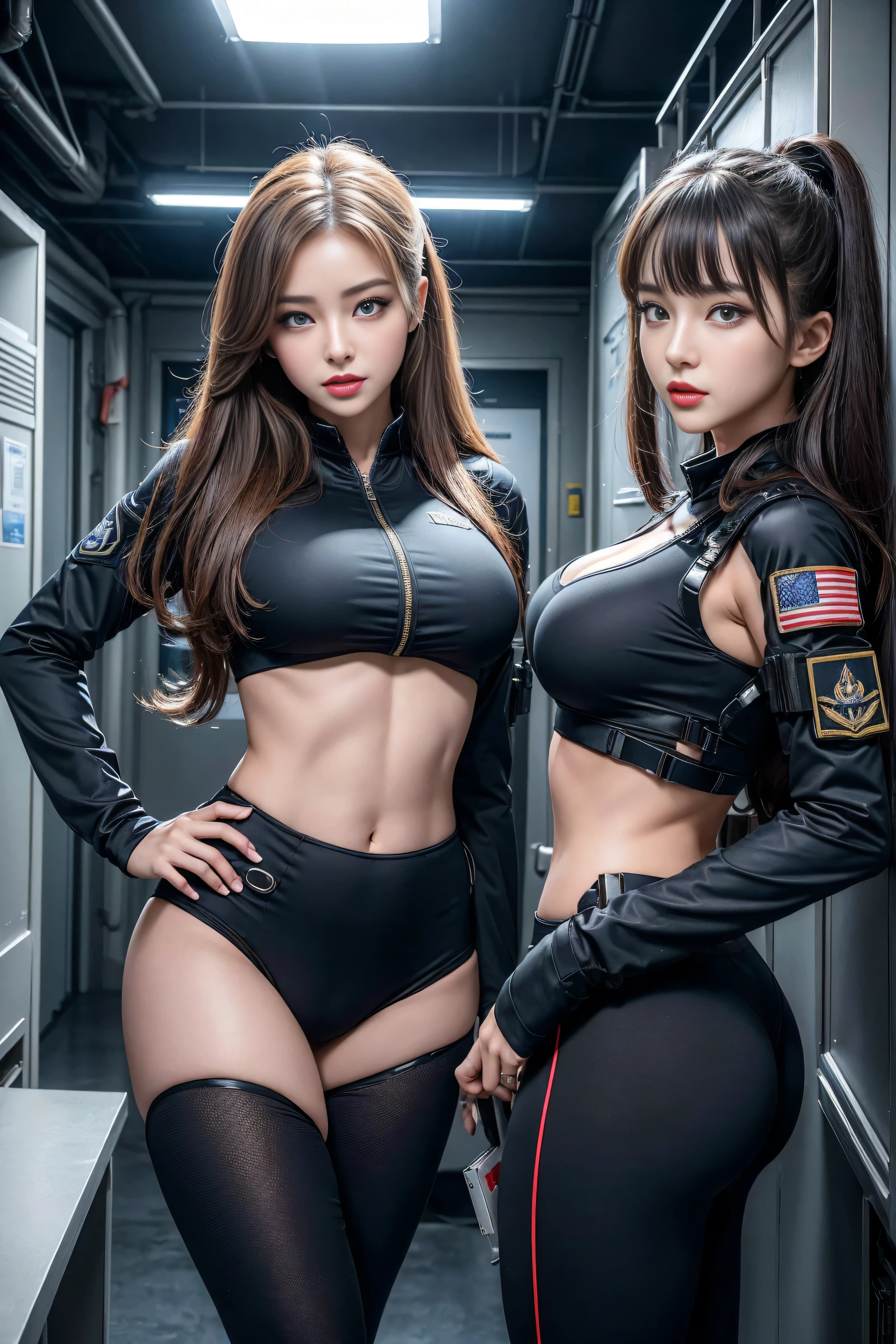 two sexy women in latex posing with guns in a city, oppai cyberpunk, beautiful sci - fi twins, inspired by Wang Duo, trending at cgstation, trending on cgstation, wlop and ross tran, by Yang J, cyberpunk 2 0 y. o model girl, russian and japanese mix, cyberpunk women, & jeehyung lee & wlop, in cyberpunk style