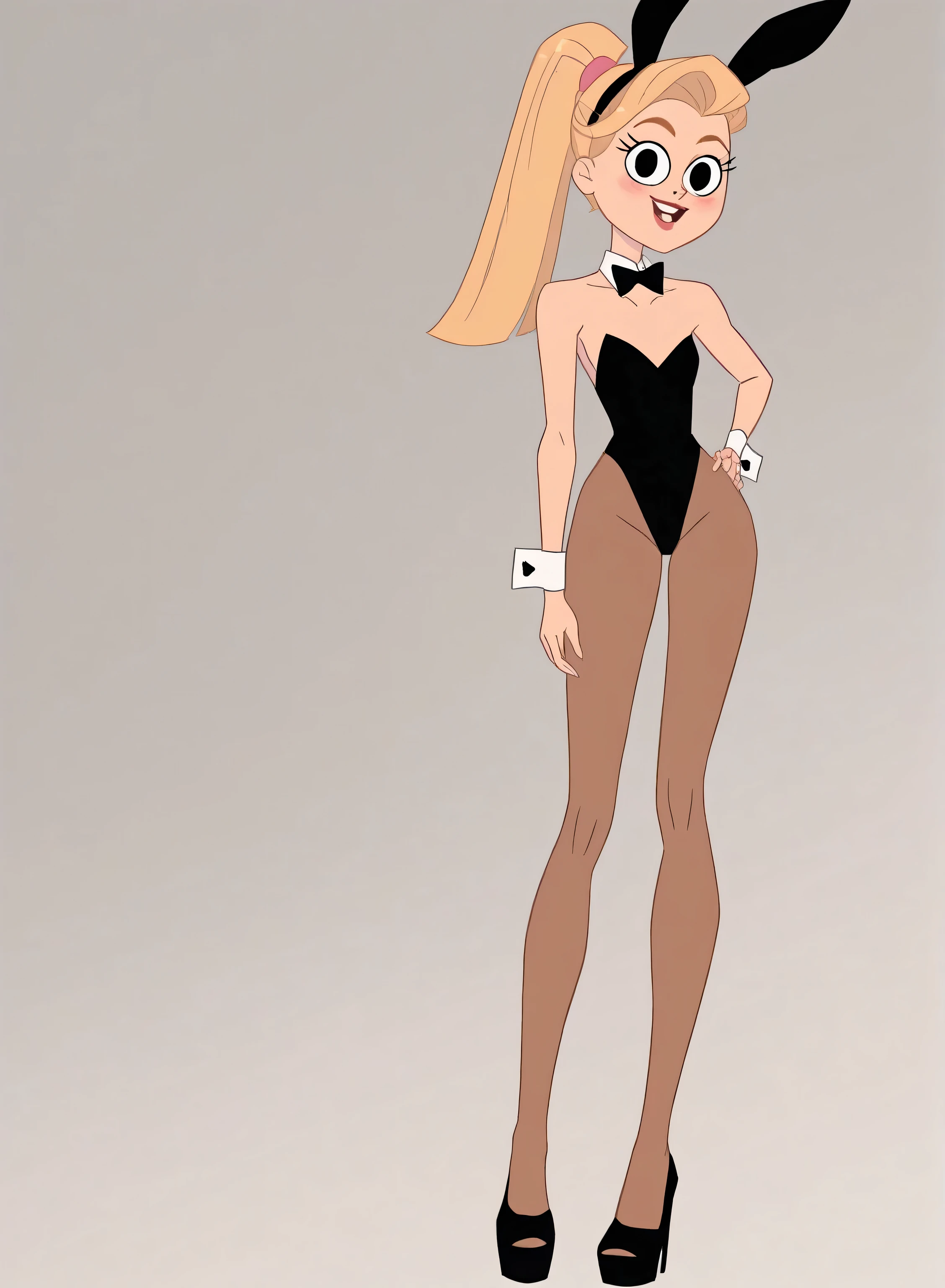 Lacey from Lacey's game wearing a black swimsuit