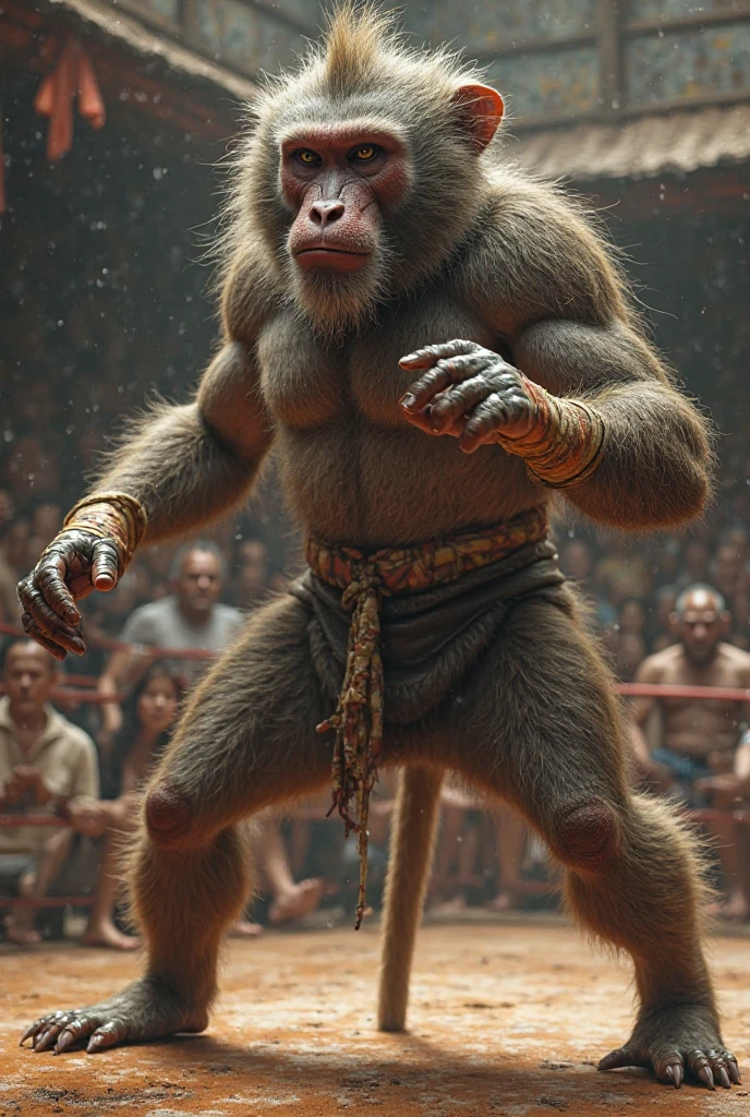 A man wearing a horse mask and doing a monkey dance