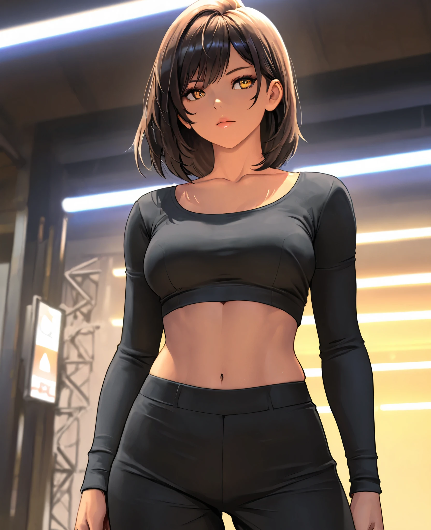 1 girl who died, re4leon cowboy shot ,black shirt, , black pants, high athletic ability, volume lighting, best quality, masterpiece, complex details, Tone Mapping, sharp concentration, Super Detail, trending at art stations, viewers, realistic , Laura :sxz-leon :0.6