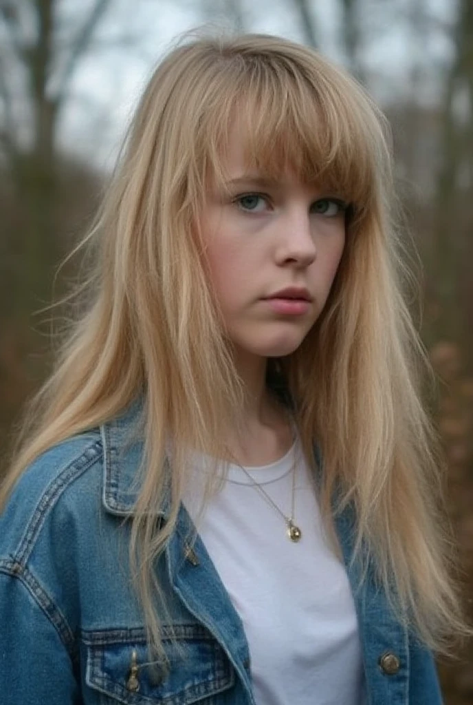 KIDS MENINA cabelo loiro comprido, there are three skulls with a phoenix