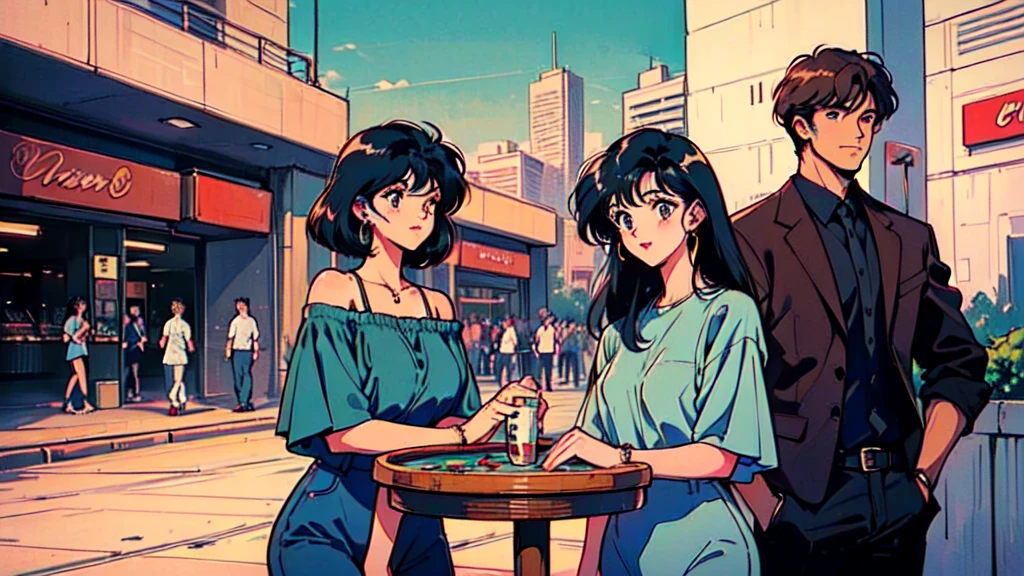 Retro arcade anime girl, 80年代のAnime atmosphere, 80s anime style, Retro Anime Girls, 1980's anime style, Retro anime images, Anime atmosphere, Playing games, smoking a cigarette, smoking