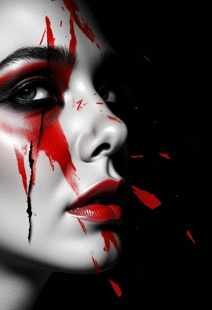 Color splash, Stylized photo of a 30-year-old woman ,She's got a red heart, Best Quality,the background is black , Highly detailed, HD, 2 thousand., 4k, 8K, 16k,32K64K,Ultra Rendering