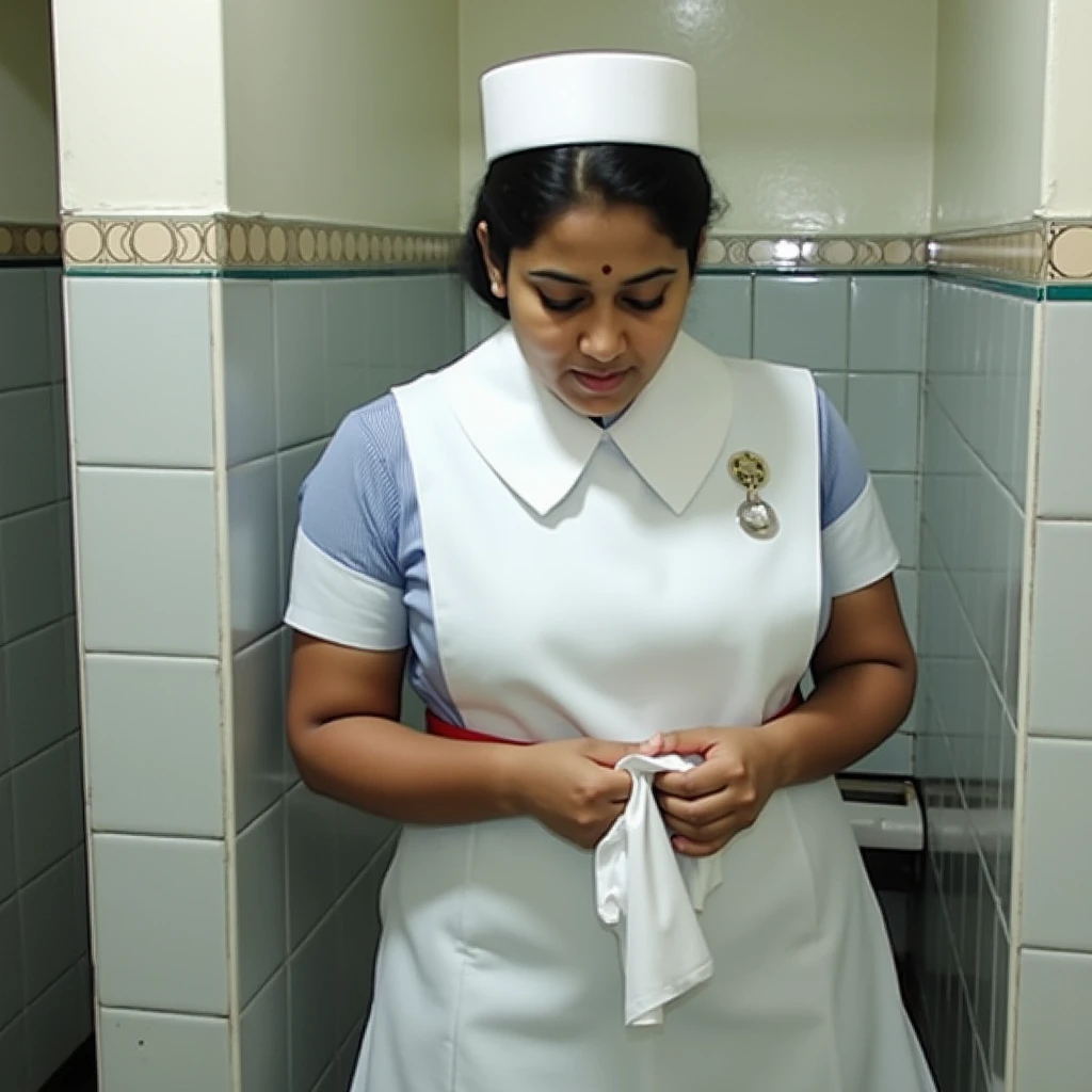 A nurse stands in white medical clothing