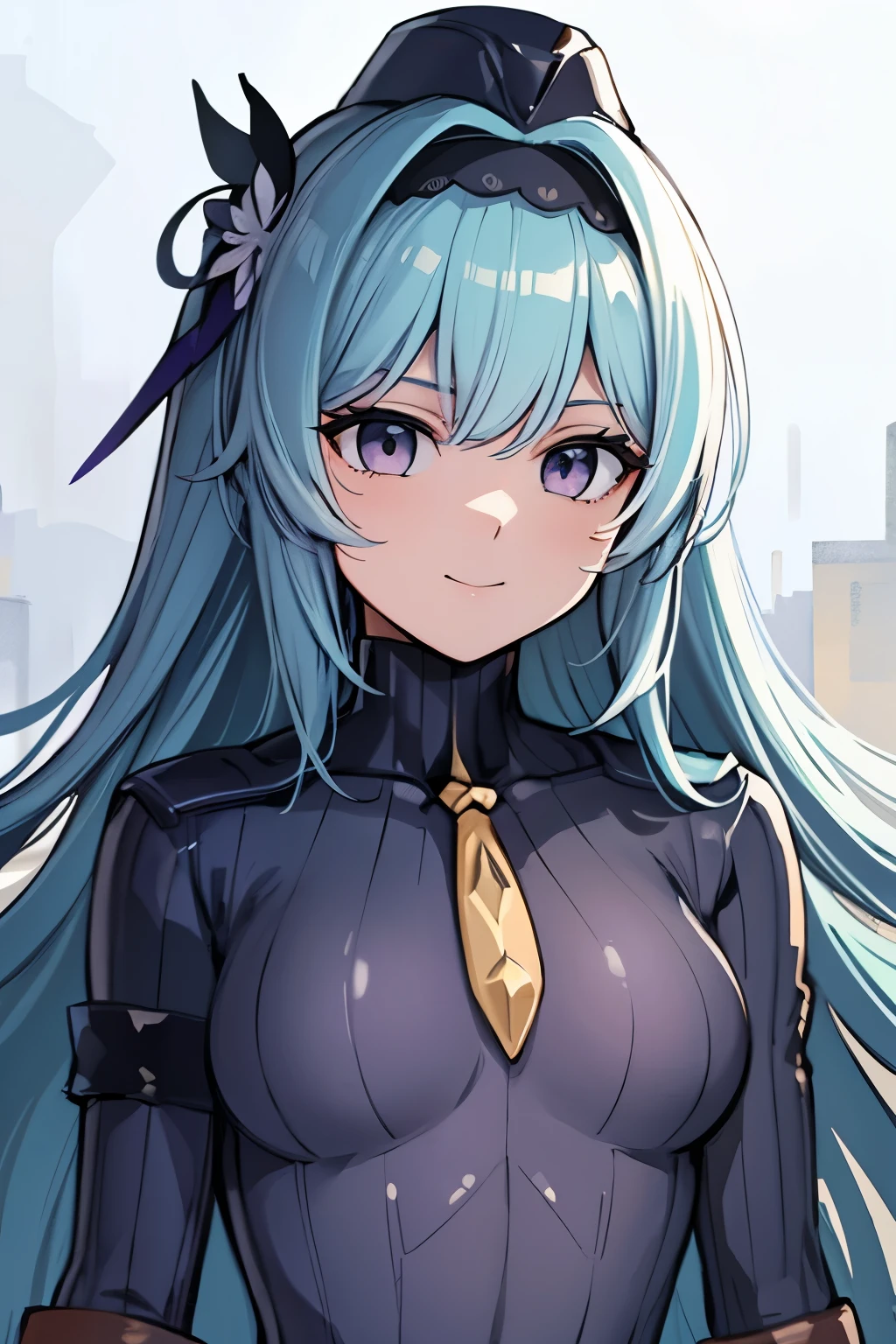 masterpiece, highest quality, (highest quality), (best illustrations), (high resolution),8k,face close up,on the bed, {{{masterpiece}}}, {{{best quality}}}, {{Super detailed}}, {{very delicate and beautiful}},smile,black DOLLSUIT,DOLLSUIT,{{{best quality}}}, {{Super detailed}}, masterpiece, highest quality, (highest quality), (best illustrations), 8k,{{{masterpiece}}}, {{{best quality}}}, {{Super detailed}}, {{{best quality}}}, {{Super detailed}}, face close up, eula, black hairband, blue hair, butterfly hair ornament, hair ornament, hairband, long hair, purple eyes,