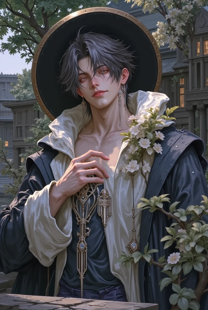 (masterpiece), (best quality), 1man, solo, male, middle part hair, black hair, dreamy eyes, smiles, (strong, well-defined, chiseled jawline), (prominent, slightly pointed chin), muscular, student, uniform, arrogant, confident, playful, positive, joy, optimistic, energetic, nostalgic, youth, forehead, majestic, aesthetic, ethereal, handsome, tall, stunning, detailed eyes, young adult face, magnificent background, (1men), (detailed light and shadow, cinematic scenery, (1person), (solo men), (short hair), young man, 18 years old, (exquisite art), (expressive character designs), (rich textures), (digital anime art style), (light effects), (cinematic camera angles)