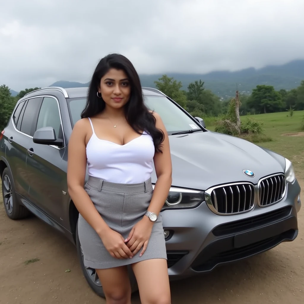 indian sexy bhabhi, adidas hot bra, short white Jean's, glasses,coconut water drink, jordan shoe's, masterpiec, bmw car front pose