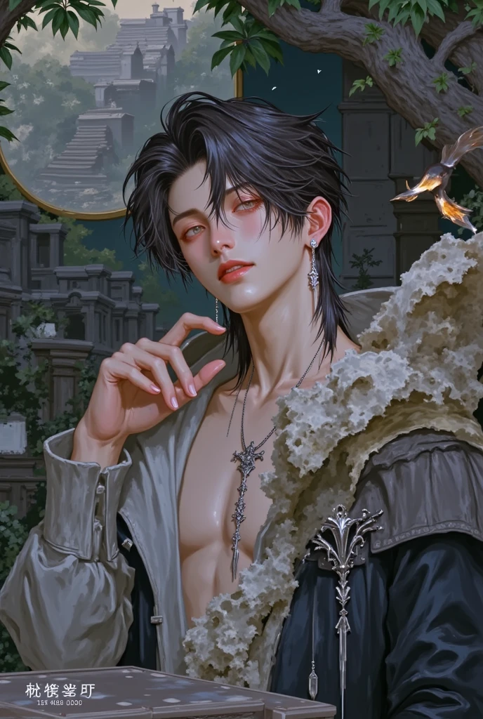 (masterpiece), (best quality), 1man, solo, male, middle part hair, black hair, dreamy eyes, smiles, (strong, well-defined, chiseled jawline), (prominent, slightly pointed chin), muscular, student, uniform, arrogant, confident, playful, positive, joy, optimistic, energetic, nostalgic, youth, forehead, majestic, aesthetic, ethereal, handsome, tall, stunning, detailed eyes, young adult face, magnificent background, (1men), (detailed light and shadow, cinematic scenery, (1person), (solo men), (short hair), young man, 18 years old, (exquisite art), (expressive character designs), (rich textures), (digital anime art style), (light effects), (cinematic camera angles)