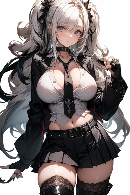 (Ashenhardt style:1.4), Masterpiece, Best quality, High quality,(Red eyes，Dark red glow), (In profile), abstraction, abyssal, Award-winning photography, Depth of field, hdr, Very detailed, trending in the art station, Trends in CG society, complex, High detail,(Masterpiece: 1.2, Highest quality), (BEST lighting, Very delicate and beautiful), (BEST lighting, Very delicate and beautiful), (Beautiful detailed face), (Detailed eyes and detailed face:1.2),fantasy, (young girl, 1girll, Solo, Crazy smile, Striped hair,Ultra-fine gradient hair,Pale skin,G cup,cleavage,19 piercings,((Tattoos all over the body,Tribal tattoos all over the legs)) White hair, Glowing red eyes, Dynamic Angle, Vampire), ((Graffiti mural wall background: 1.15), (Stand on a crossword puzzle in a narrow street: 1.2) Artistic painting on the ground, Artistic painting on the ground, spiky_hor ears, poison fangs, Blood on the face, Blood rain, Blood fog, (Depth of field),High contrast,(blood splattere: 1.4),Cowboy shot,full body, colorful poses,((uniform,Blazer, ruffled mini skirt,Light colored panties:1)),panties are visible,Cowboy shot,