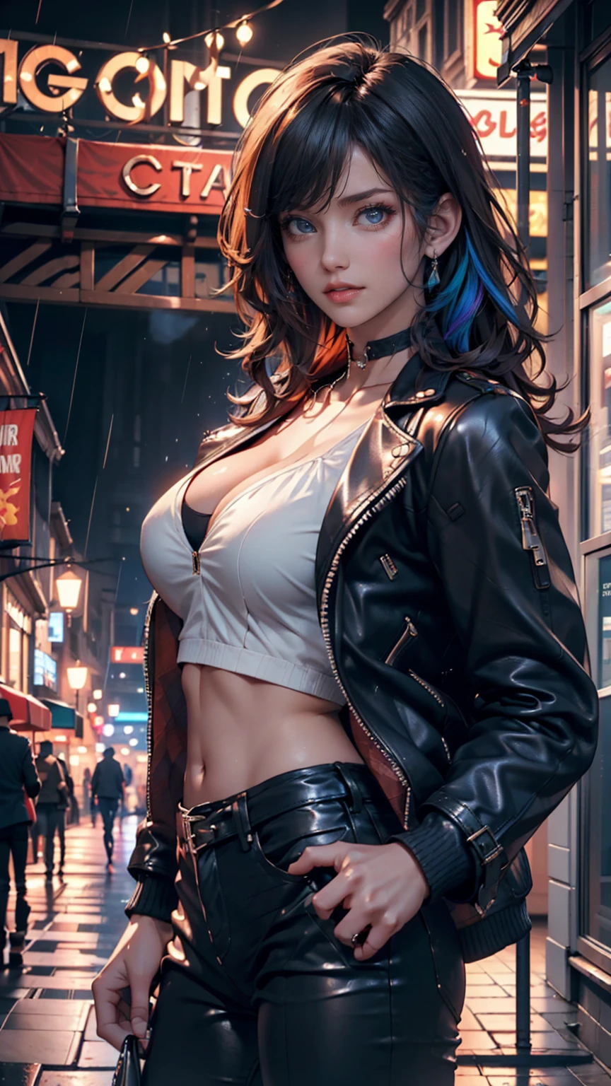 Retrato de uma empregada cyberpunk, cabelo rebaixado, cabelo ruivo, sardas, nua seios grandes, awesome body, pronounced feminine traits, trouser suspenders, cozinha, close-up, pele coberta por farinha, bunda gigante
