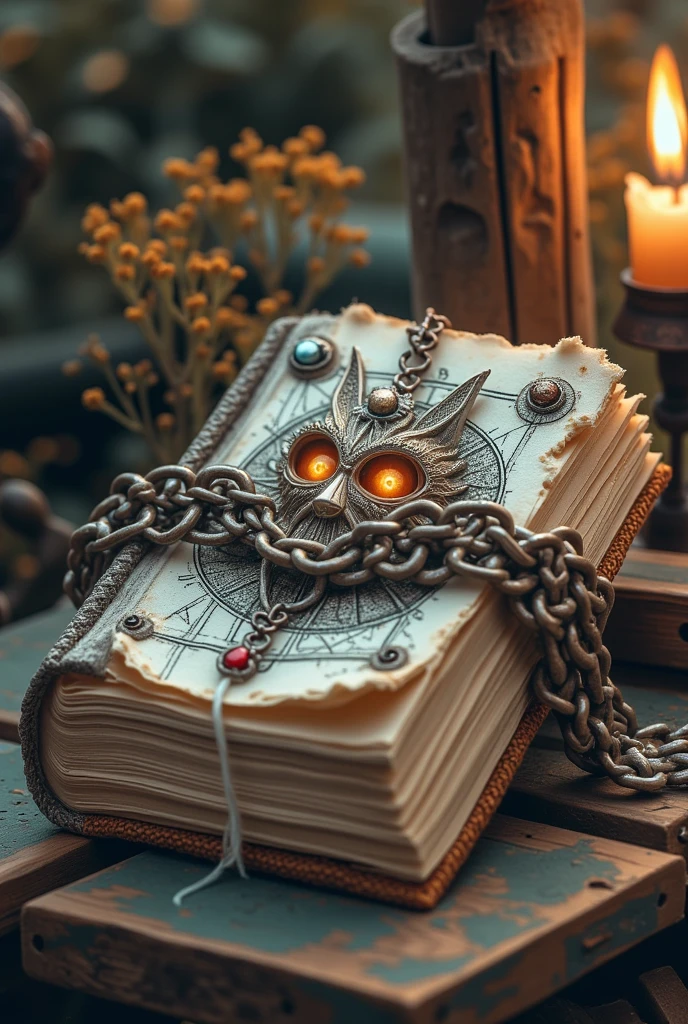 ( masterpiece,Best Quality:1.2),Strange book,chain