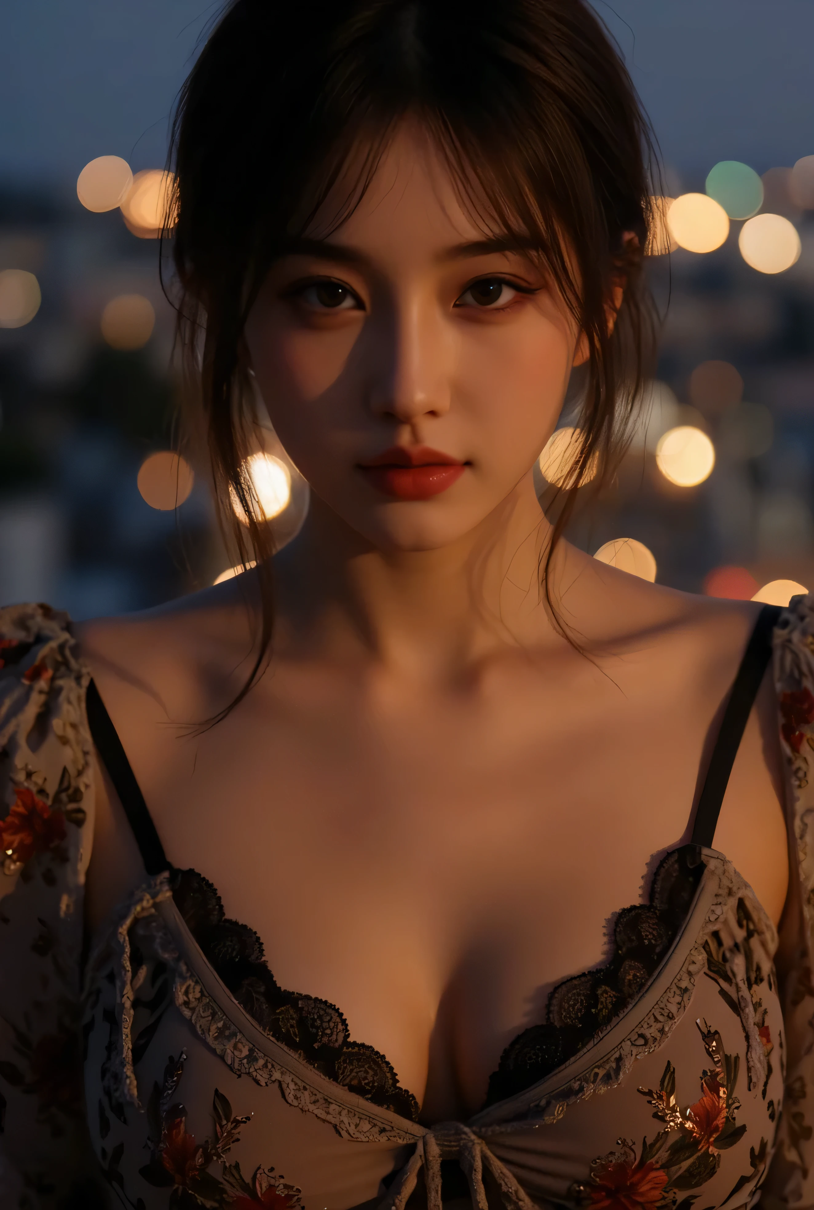 Best quality, masterpiece, ultra high res, (photorealistic:1.4), raw photo, 1girl, ((black lace nightgown)), ((small breast)), cold light --auto