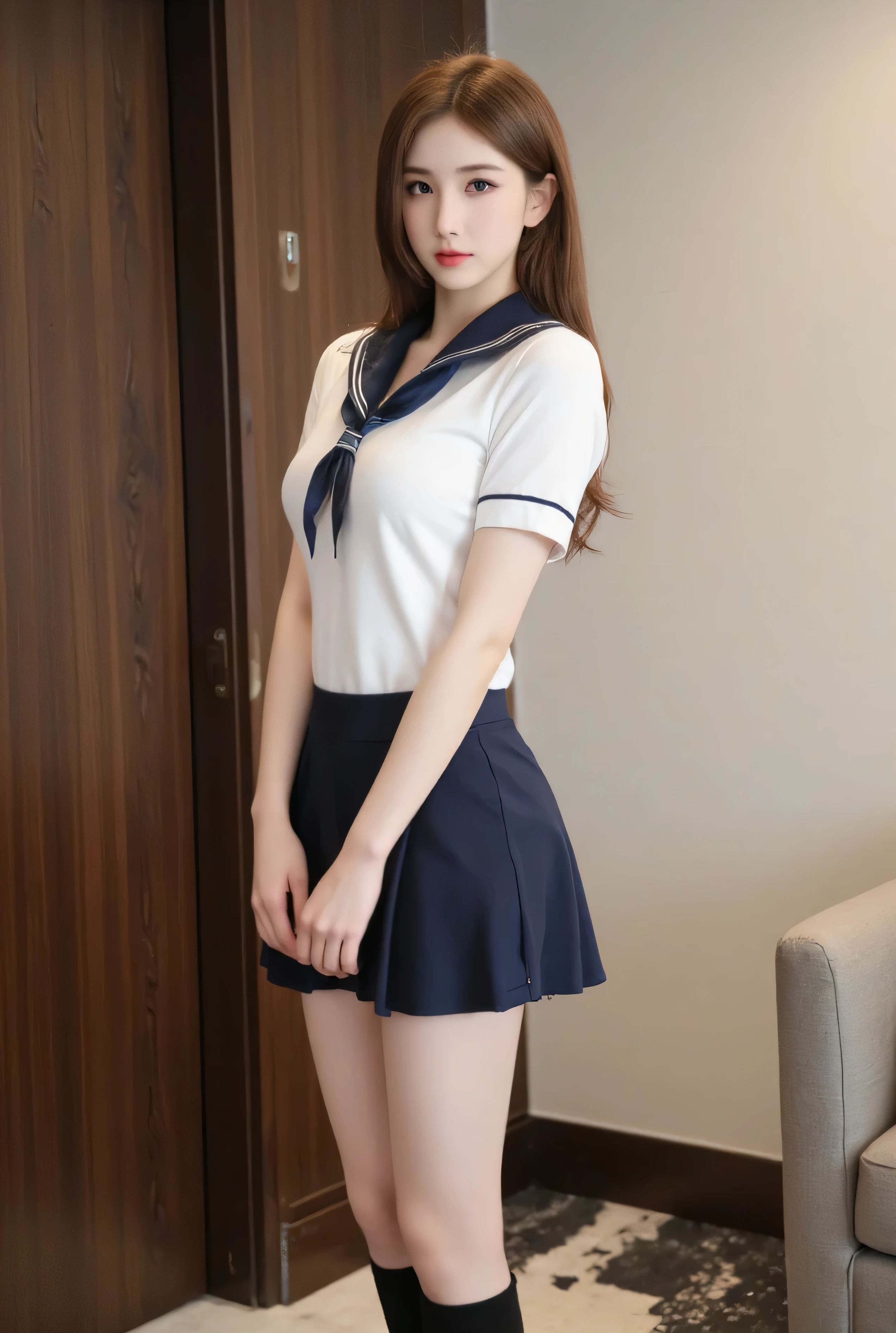 Sailor suit　uniform　high school student　Very delicate and beautiful　School　sexy　White loose socks　machine　Erotic　Gal
