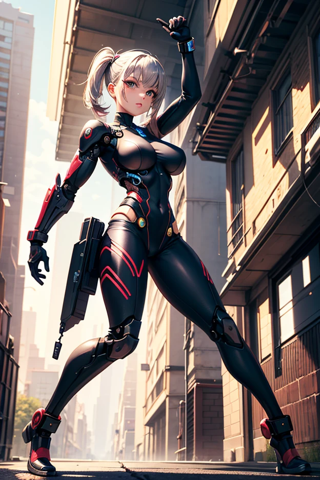 Beautiful cybernetic girl looking at the camera in underwear detailed muscles realistic masterpieces dynamic poses