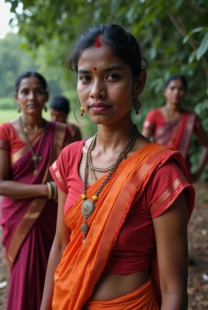 Doing Community service project generate a photo with villagers of India