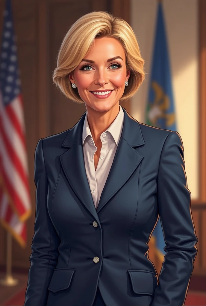 courtroom-sketch of a happy (tanya degurechaff) wearing a military hat at the war crimes tribunal,chibi,smile,green uniform,blonde hair,blue eyes, <lora:last:0.8>