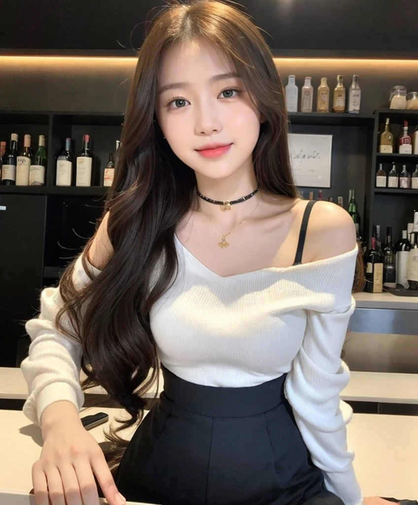 A girl of about 28 years old,simplicity,Extremely beautiful and delicate,(light make-up),Black color hair,A sweet smile,Delicate and beautiful fair skin,Realistic and realistic,exquisite and complete facial features,Detailed depiction of the face,tall nose bridge,Red lips,Beautiful, gentle and beautiful girl,Smooth hair,extremely detail hair,Feminine temperament,Fill your face light,hyper realisitc,photorealestic,8K quality,extremy detailed,Realistic details,Works of masters,Realistic to the extreme,big breasts body,Beautiful,Pure desire,Stunning beauty,Peerless beauty,Highest image quality,8K分辨率,goddes,ssmile,Fine facial features,Hair over the shoulder,A brown-haired,Large long thick legs,(((High-waisted French top))),(((short skirt))),rays of sunshine,facing at camera,The body is well-proportioned and firm,Gentle eyes,Exposing thighs,stand posture,Stand inside the mall,Full body photo