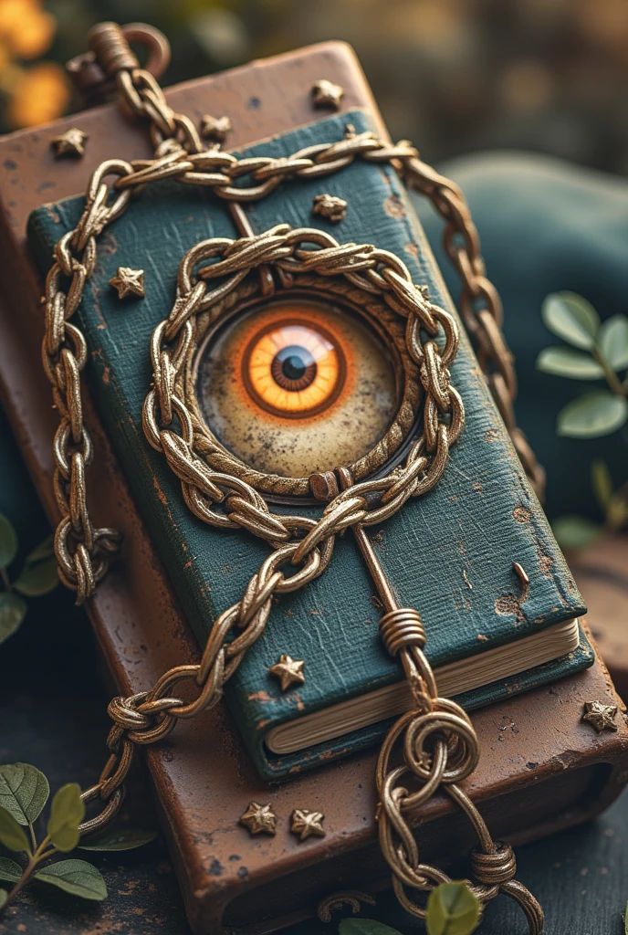 ( masterpiece,Best Quality:1.2),Strange book,chain