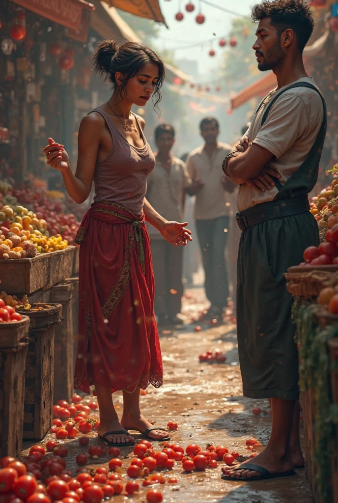 Indian busy market crying people realistic 4k